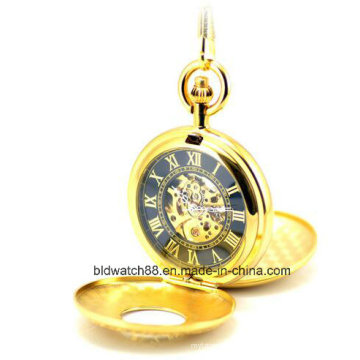 Reloj de bolsillo mecánico de oro caliente de los hombres para la venta